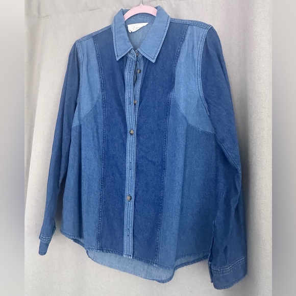 Ba&sh Denim Shirt Ianis Blue Patches Size L US 8 - Picture 4 of 7
